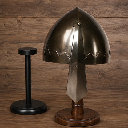 Norman Nasal Helmet: Medieval Knight helmet Replica with Stand