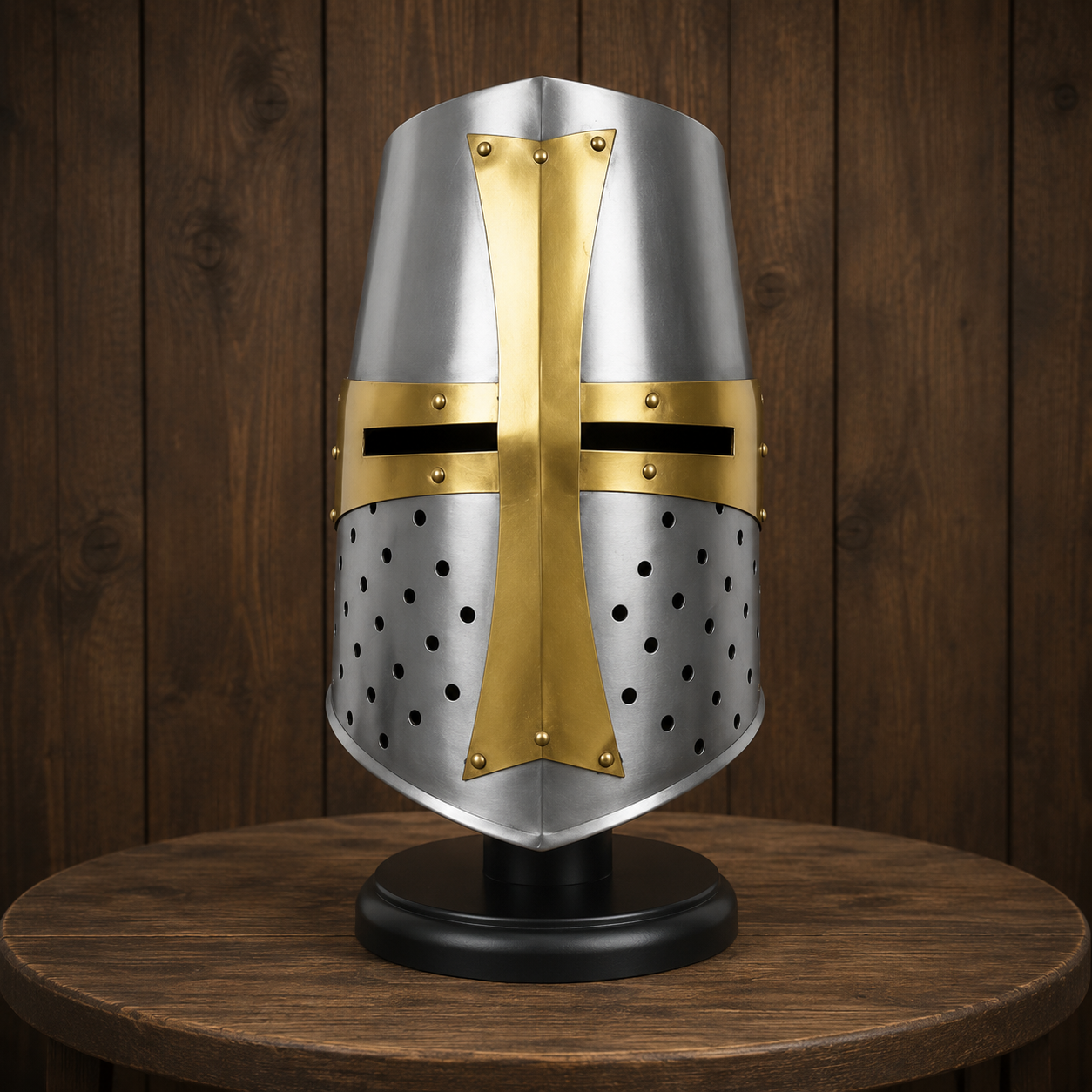 Crusader Helmet Brass Trim – Knights Templar Helmet Practice Armor for Reenactment & Cosplay