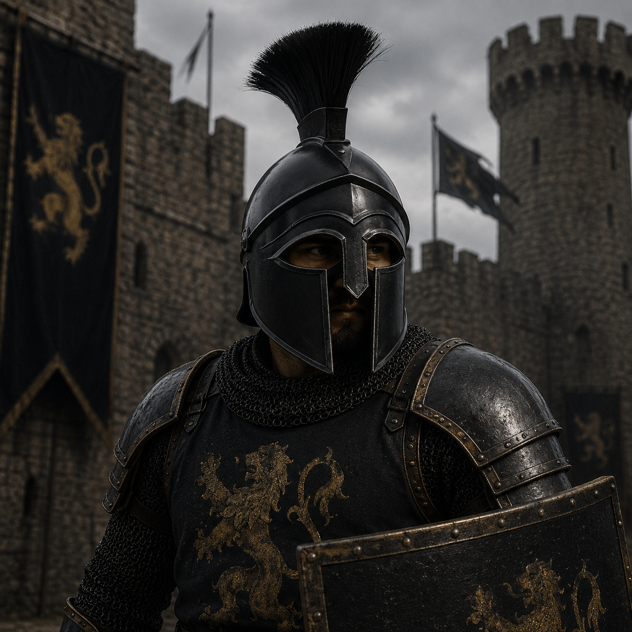 Corinthian Helmet : Warrior Medieval Helmet with Wooden Stand