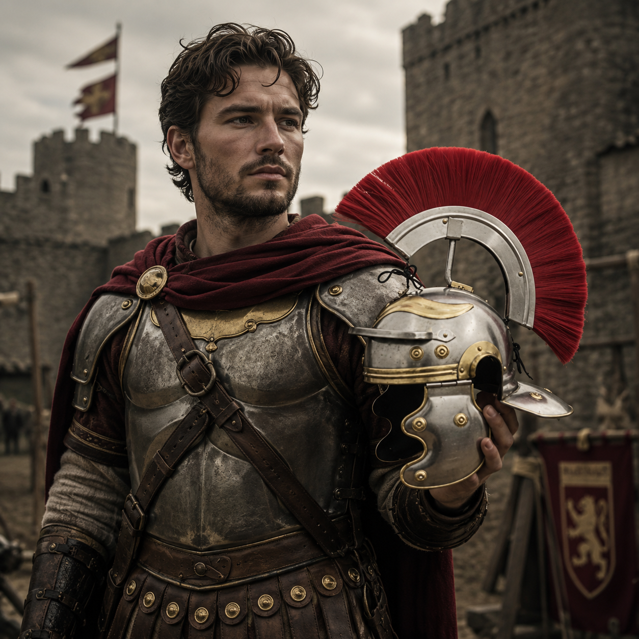 Roman Centurion Helmet ,New Roman helmet With Red Plume