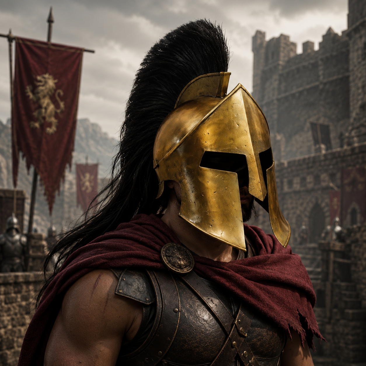 Brass Antic Spartan Warrior Helmet: 300 Movie Replica,  Spartan helmet