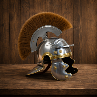 Roman Centurion Helmet : Roman Helmet with Brown Plume