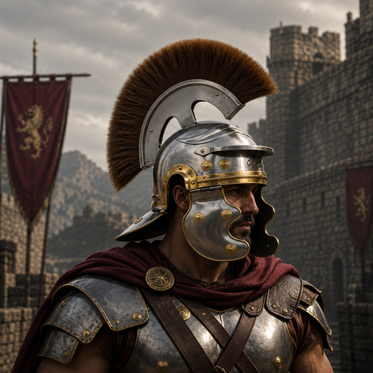 Roman Centurion Helmet : Roman Helmet with Brown Plume
