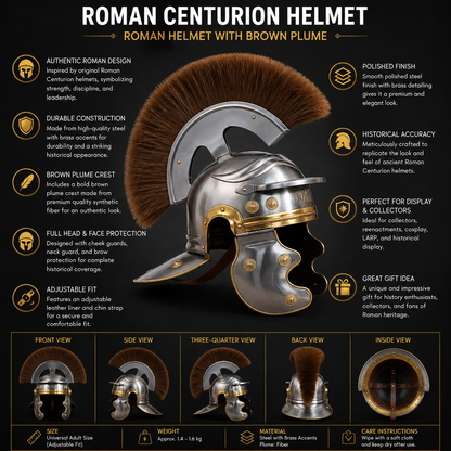Roman Centurion Helmet : Roman Helmet with Brown Plume