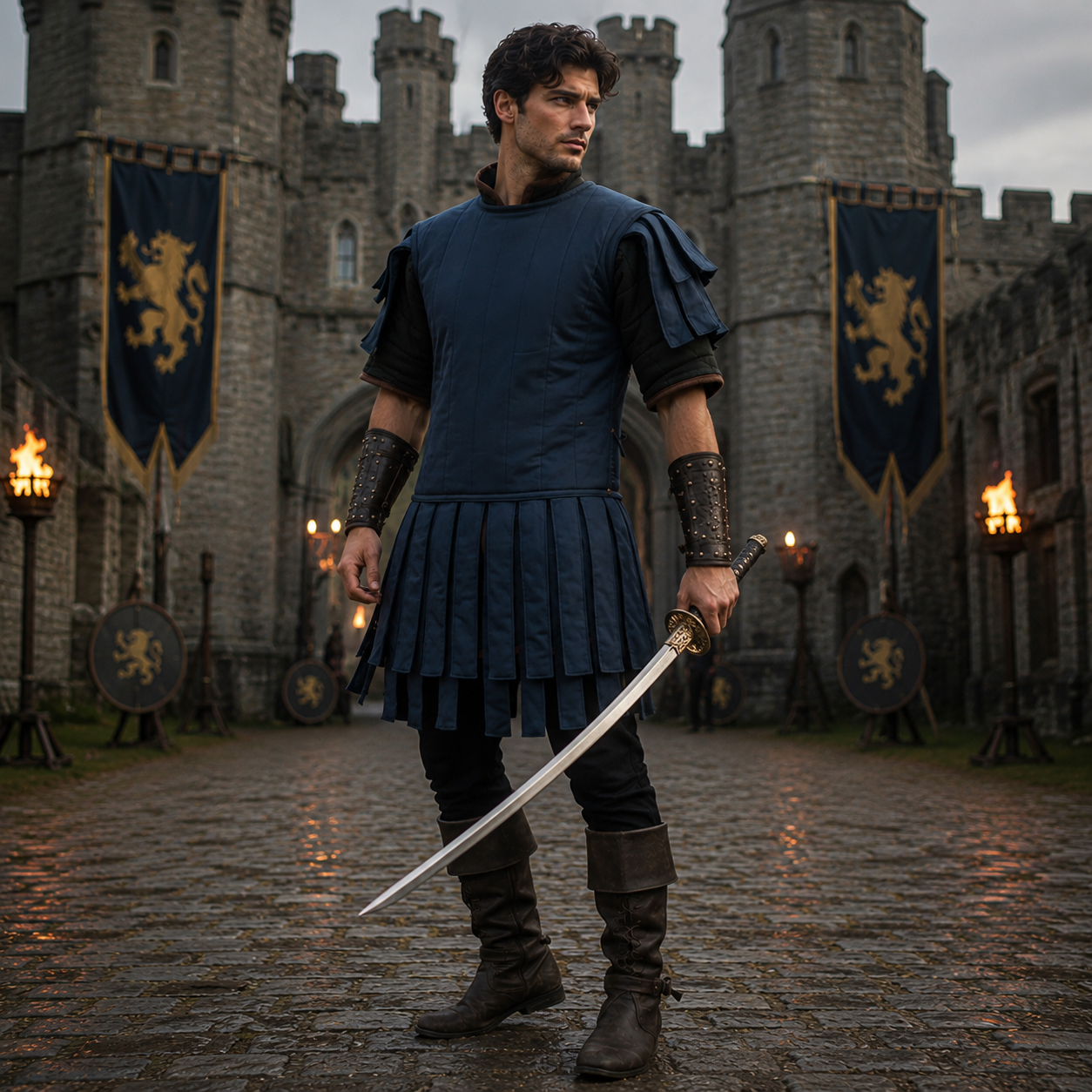 Royal Blue Roman Subarmalis Costume: Military Legion SPQR Armor - Halloween Costume