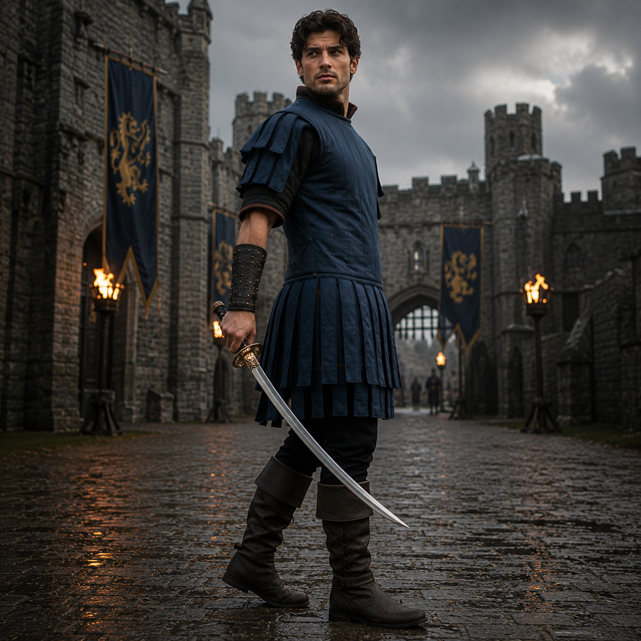 Royal Blue Roman Subarmalis Costume: Military Legion SPQR Armor - Halloween Costume