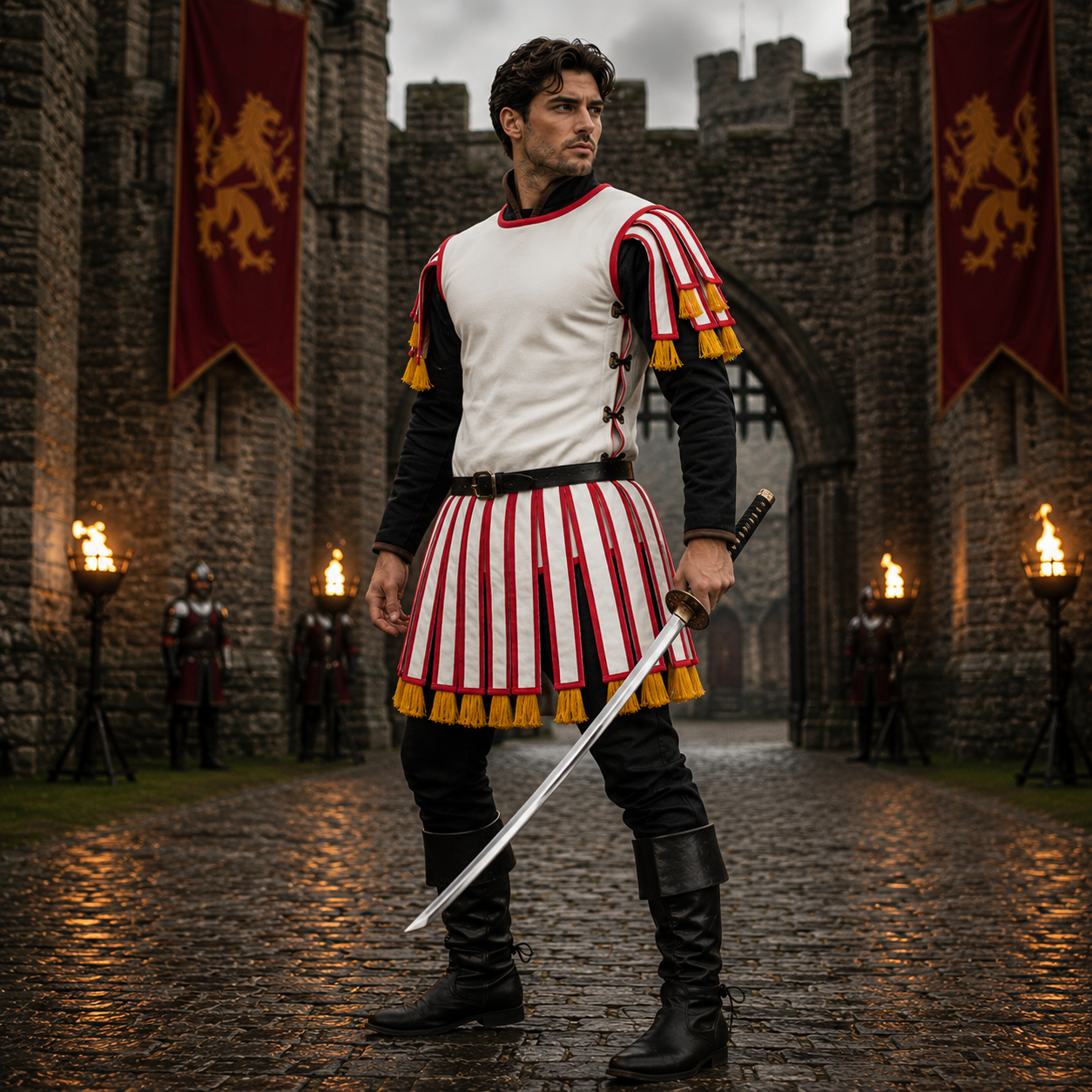 Yellow  Roman Subarmalis: Cotton Padded Armor, Ren-faire Costume