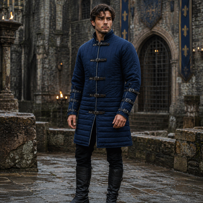 Quilted Gambeson : Historical Navy blue Costume , Halloween Gift