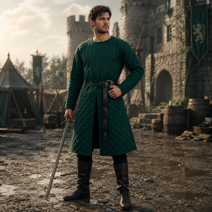 Quilted Gambeson : Ren faire Brown Costume For LARP Event