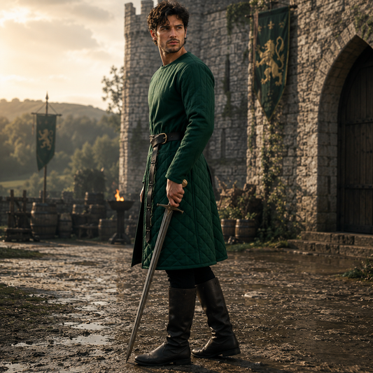 Quilted Gambeson : Ren faire Brown Costume For LARP Event