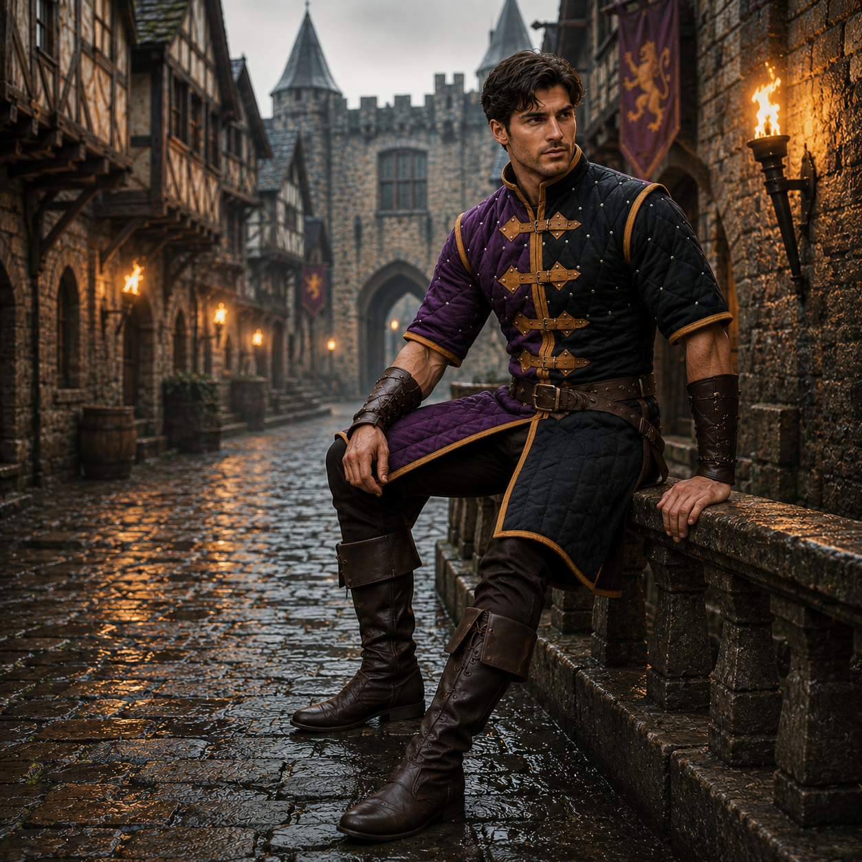 Twin Color Ren faire Costume ,  Viking Gambeson ,