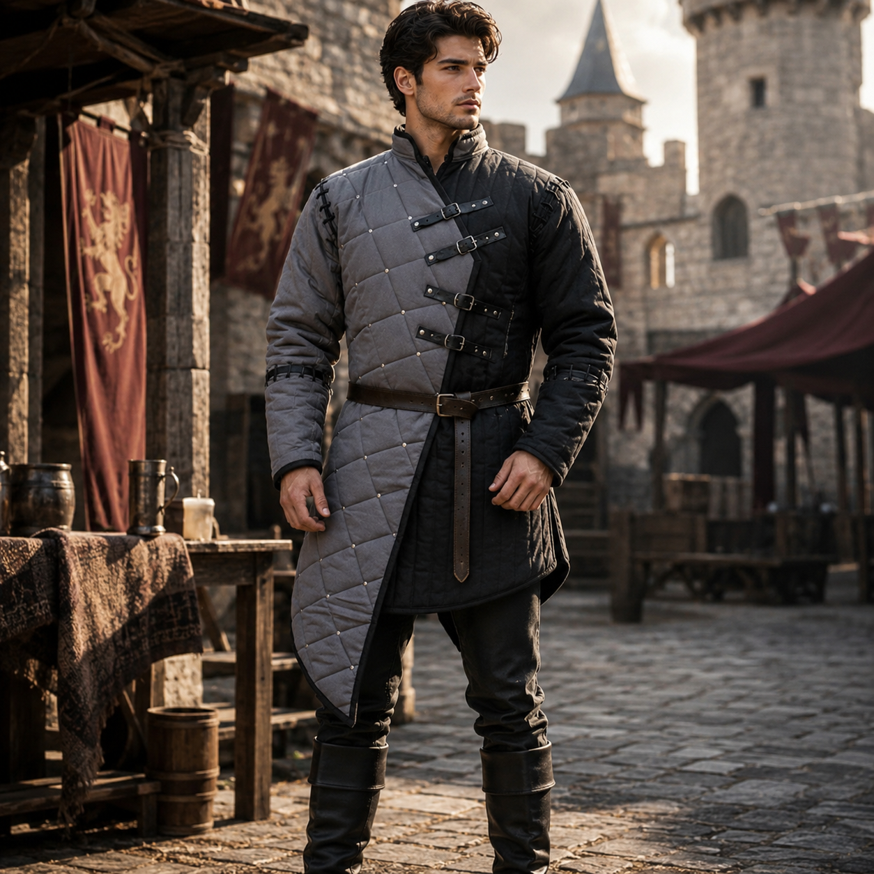 Witcher Grey and black Gambeson : Ren faire Costume