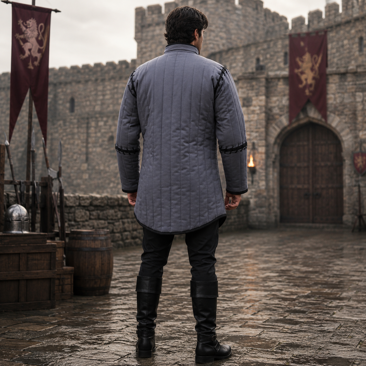 Witcher Grey and black Gambeson : Ren faire Costume