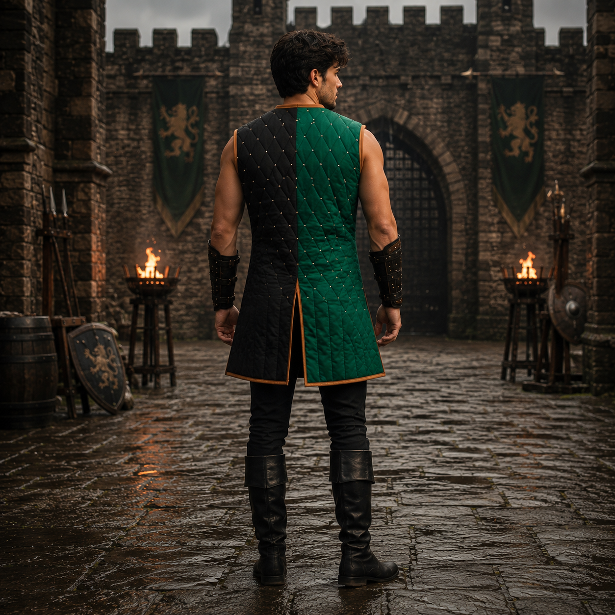 Sleeveless Ren Faire Gambeson, Medieval Padded Costume