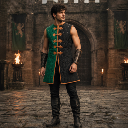 Sleeveless Ren Faire Gambeson, Medieval Padded Costume