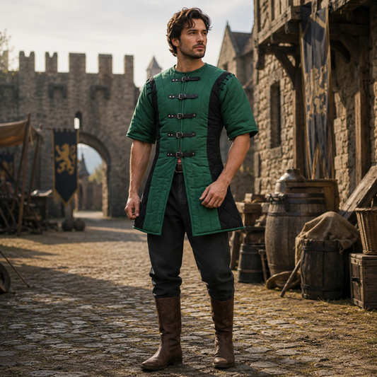 Twin Color Medieval Gambeson, Renaissance fair Costume