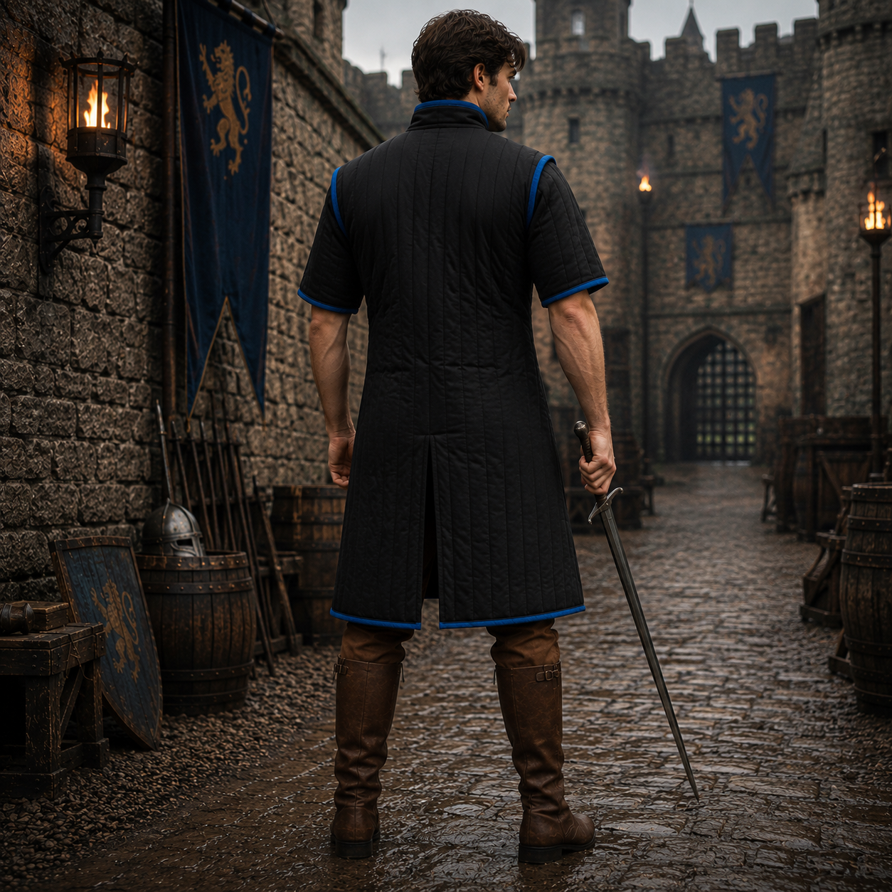 Ren faire Gambeson | Grey medieval Outfit