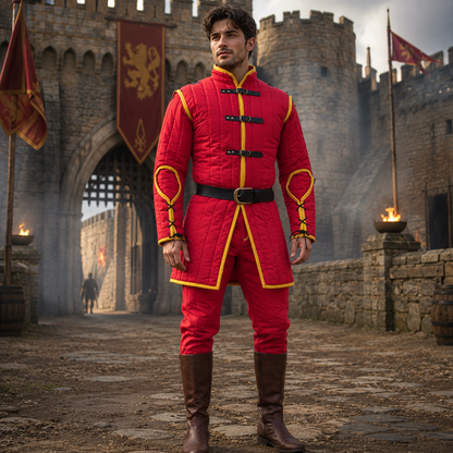Red Cotton Gambeson – LARP & Renaissance Costume