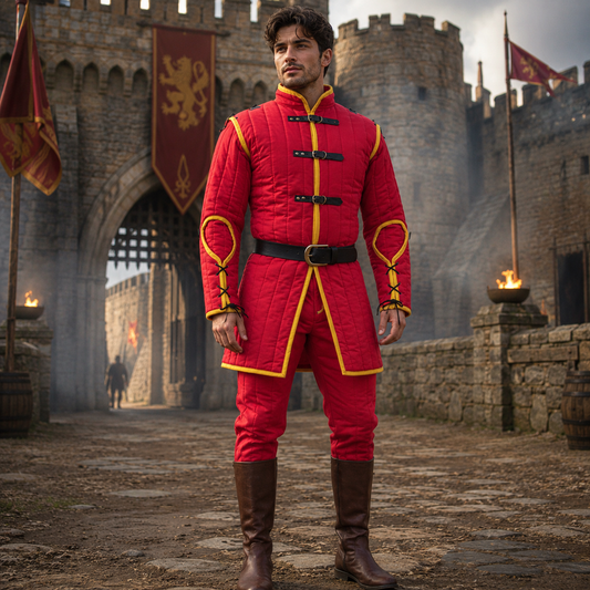 Red Cotton Gambeson – LARP & Renaissance Costume