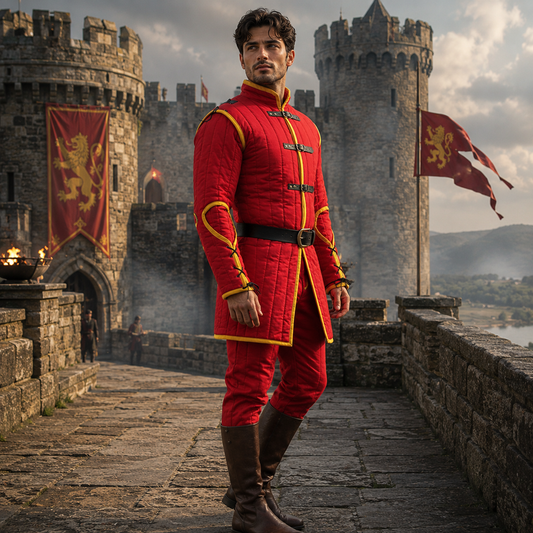 Red Cotton Gambeson – LARP & Renaissance Costume
