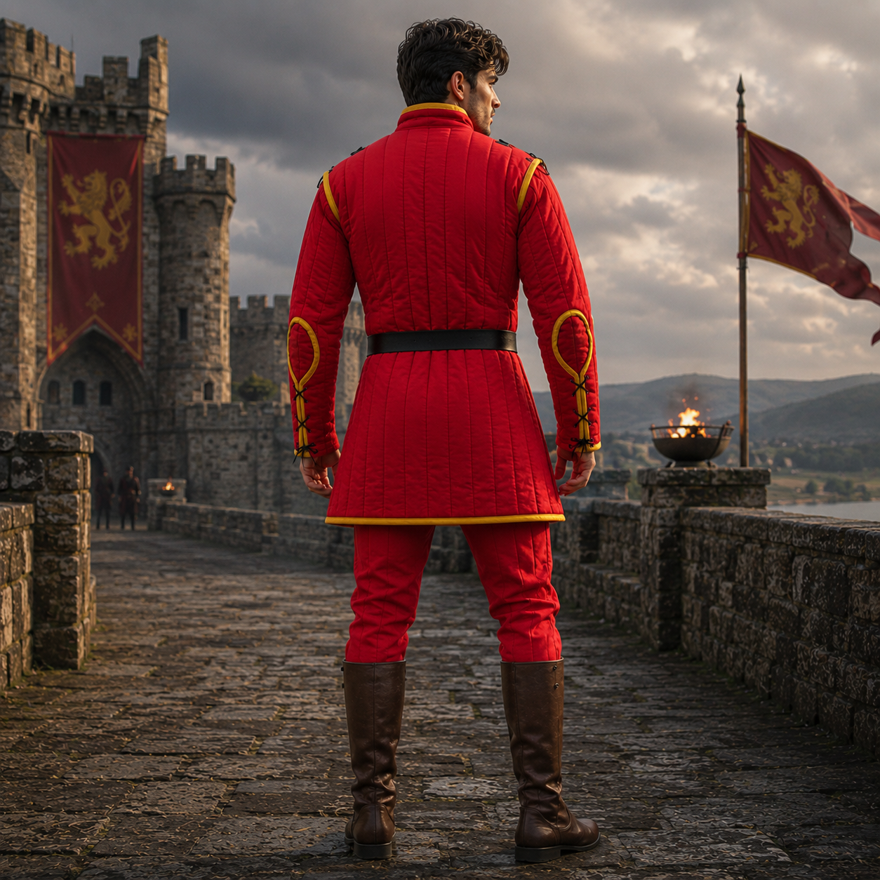 Red Cotton Gambeson – LARP & Renaissance Costume