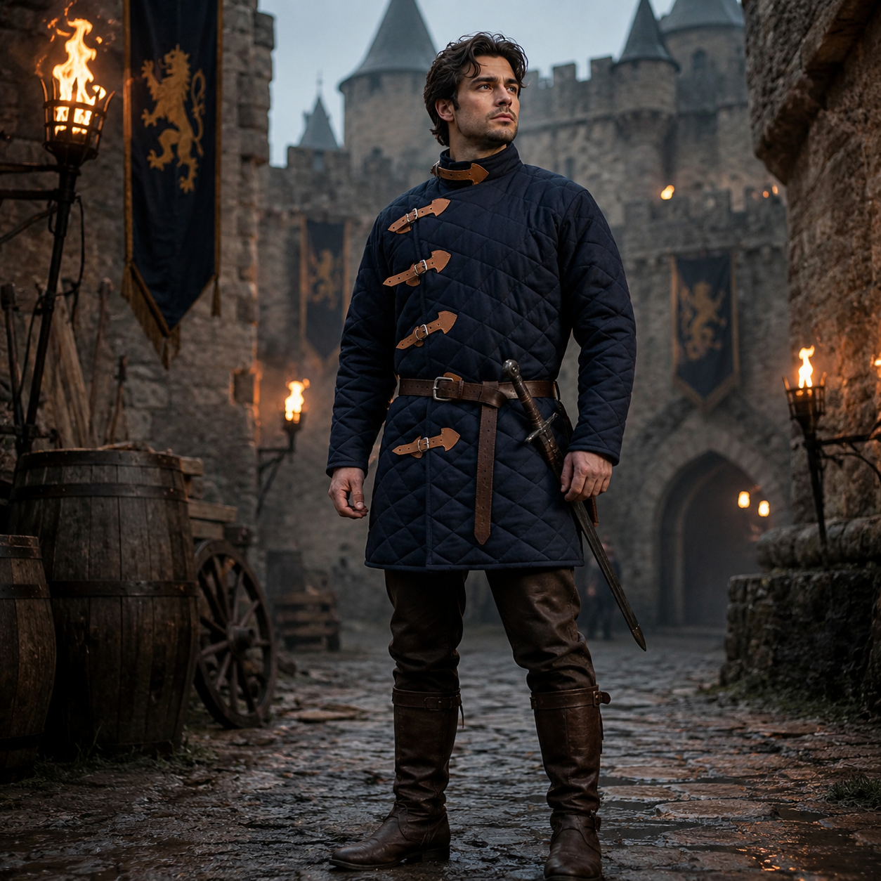 Medieval Gambeson Armor - Blue Padded Jacket Costume