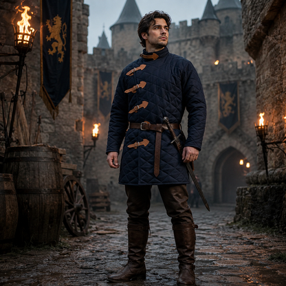 Medieval Gambeson Armor - Blue Padded Jacket Costume
