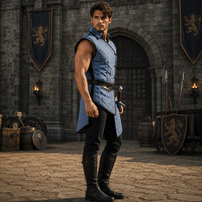 Cotton Medieval Gambeson: Sleeveless Padded Armor, Reenactment Costume for Halloween events