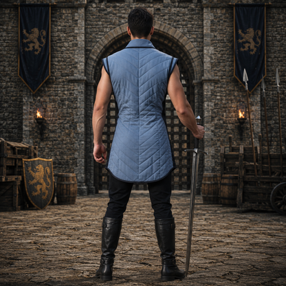 Cotton Medieval Gambeson: Sleeveless Padded Armor, Reenactment Costume for Halloween events
