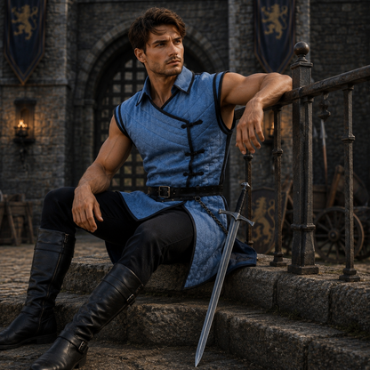 Cotton Medieval Gambeson: Sleeveless Padded Armor, Reenactment Costume for Halloween events