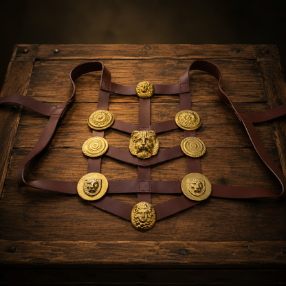 Roman Phalera Belt – Brass & Leather Military Reenactment Soldier Belt