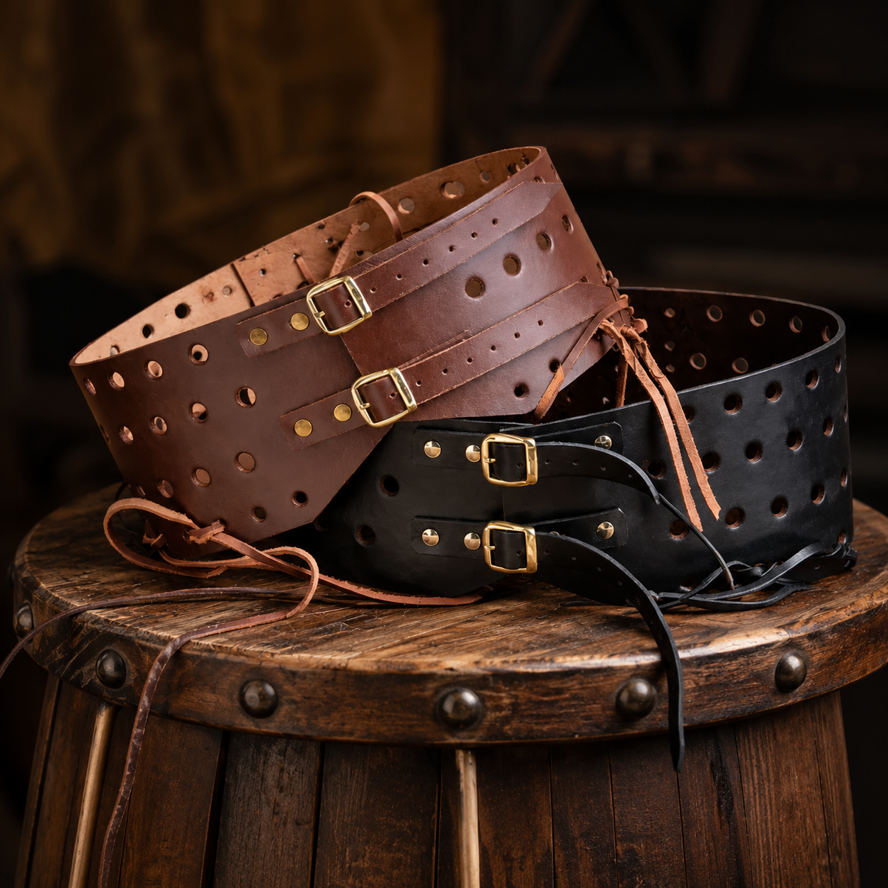 Medieval Leather Belt - Hold Padded Chausses For Ren-faire & HMB Event