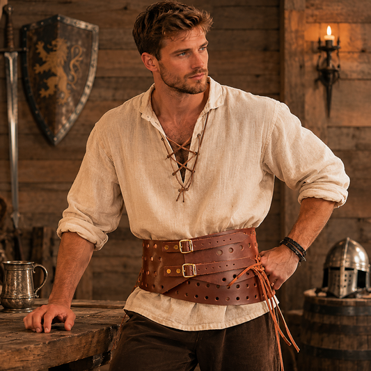Medieval Leather Belt - Hold Padded Chausses For Ren-faire & HMB Event