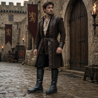 Medieval Leather lises Boots: Ren Faire Viking Pirate Shoes for Halloween events