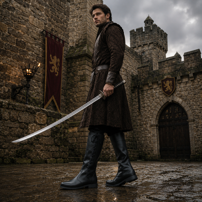 Medieval Leather lises Boots: Ren Faire Viking Pirate Shoes for Halloween events