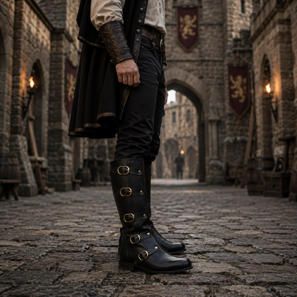 Medieval Leather Boots: Ren Faire Viking Pirate Costume for Halloween Events