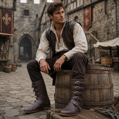 Medieval Leather Boot , Ren Faire Costume , LARP, Pirate Cosplay