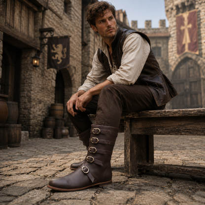 Medieval Leather Boot , Ren Faire Costume , LARP, Pirate Cosplay