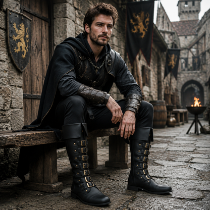 Medieval Leather Boots: Viking Pirate Style Renfaire Boots, Reenactments, Theater, Halloween events