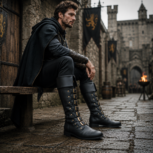 Medieval Leather Boots: Viking Pirate Style Renfaire Boots, Reenactments, Theater, Halloween events