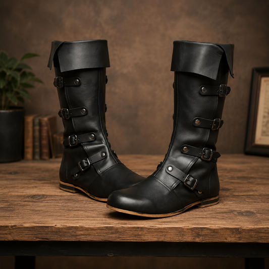 Medieval Leather Renaissance Boots - Viking Pirate Style Renfaire Boots, Reenactments, Theater, Halloween events