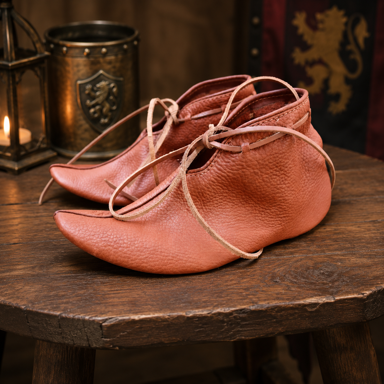 Handmade Natural Leather Viking Turn Shoes – Medieval Footwear for Ren Faire, LARP, Costume