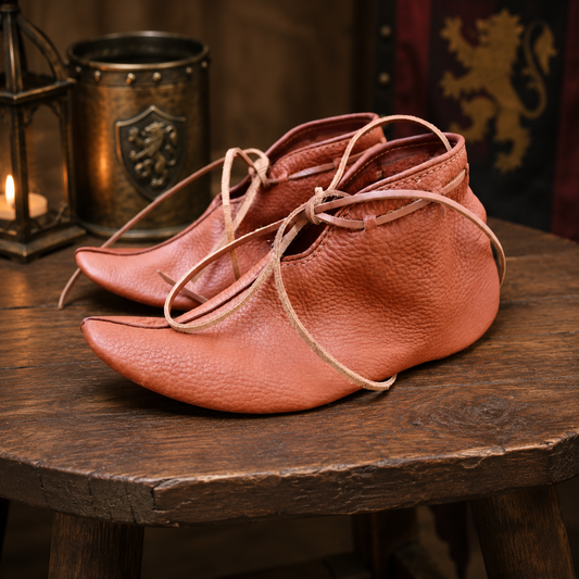 Handmade Natural Leather Viking Turn Shoes – Medieval Footwear for Ren Faire, LARP, Costume