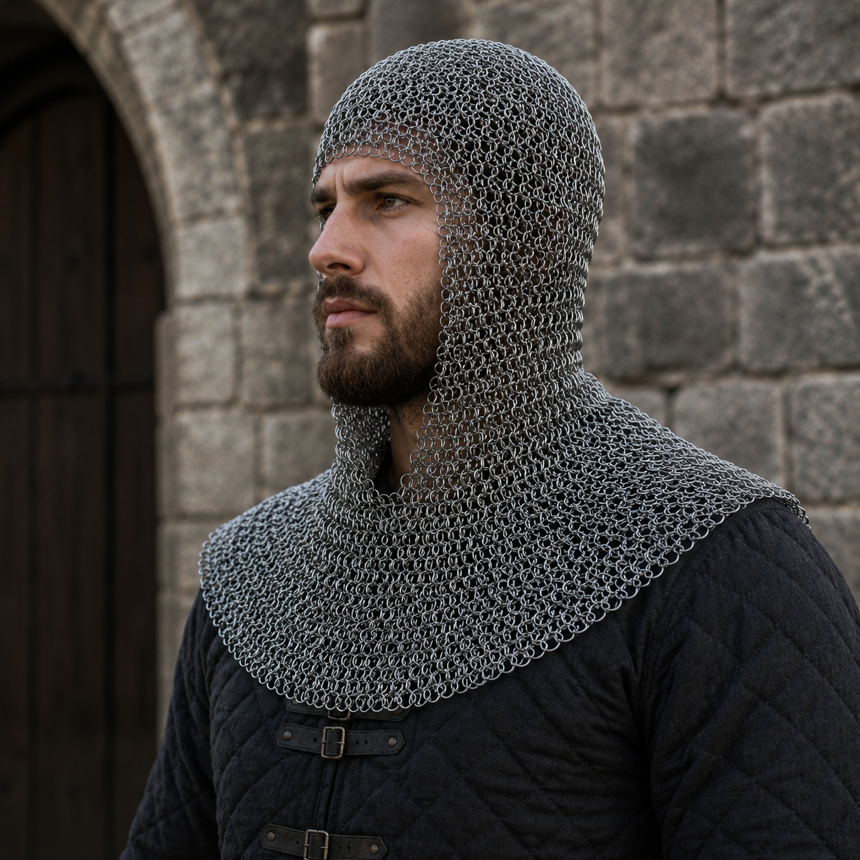 Medieval Aluminum Chainmail Coif – 9mm Full Round Riveted