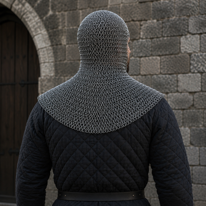 Medieval Aluminum Chainmail Coif – 9mm Full Round Riveted