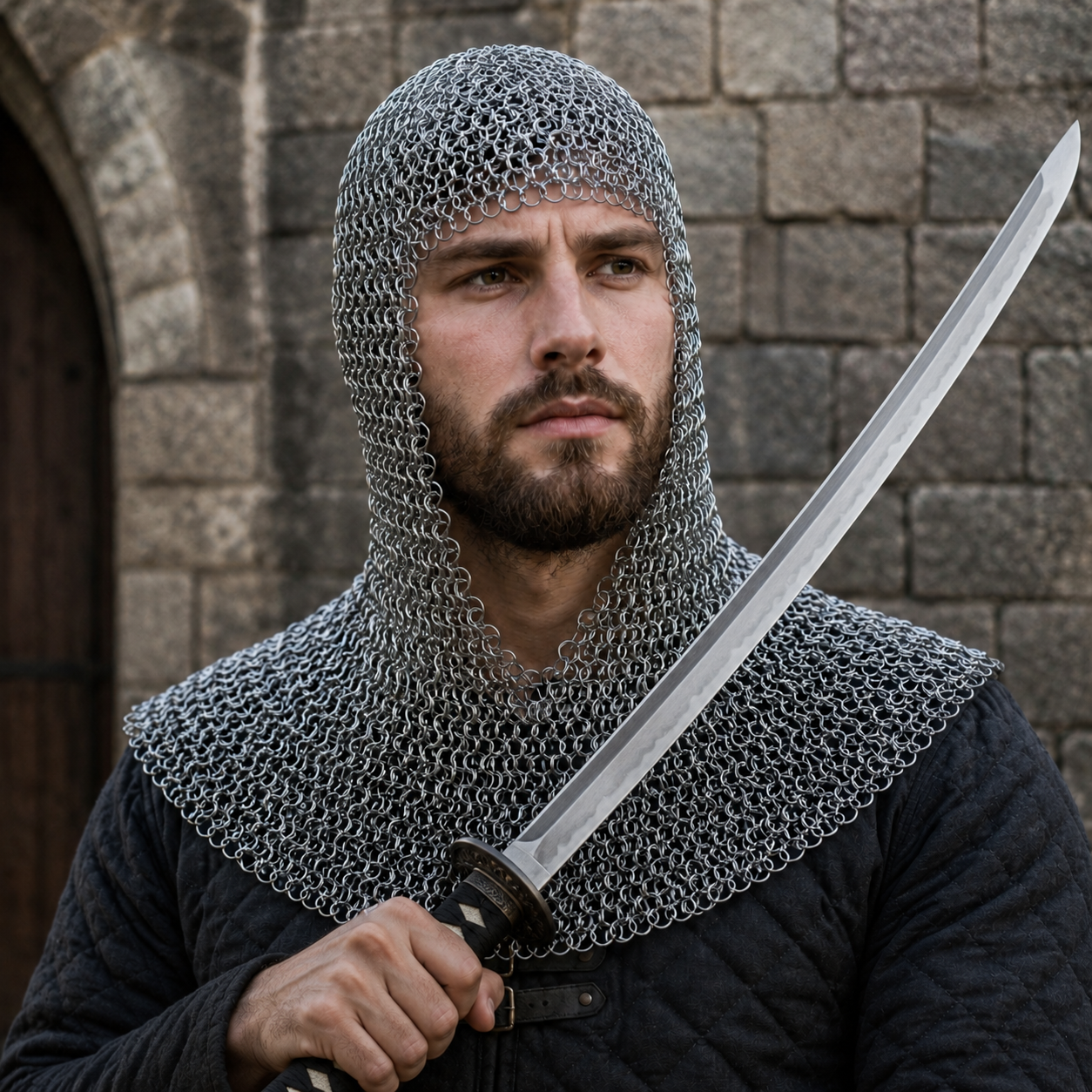 Medieval Aluminum Chainmail Coif – 9mm Full Round Riveted