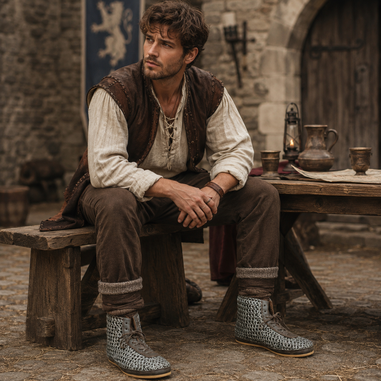 Chainmail Boot – 9mm Flat Ring Riveted Maille Shoes| LARP, Renaissance Boot , Warrior Footwear