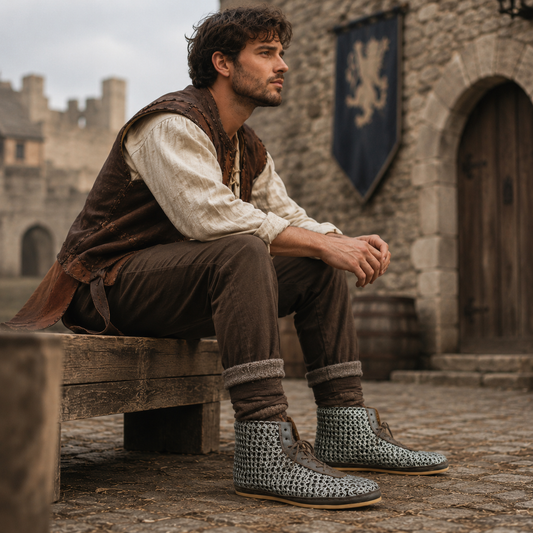 Chainmail Boot – 9mm Flat Ring Riveted Maille Shoes| LARP, Renaissance Boot , Warrior Footwear