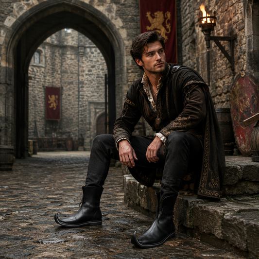 Medieval Tulip Boot | Low Poulaines Leather Shoes for LARP & Ren Faire Costume