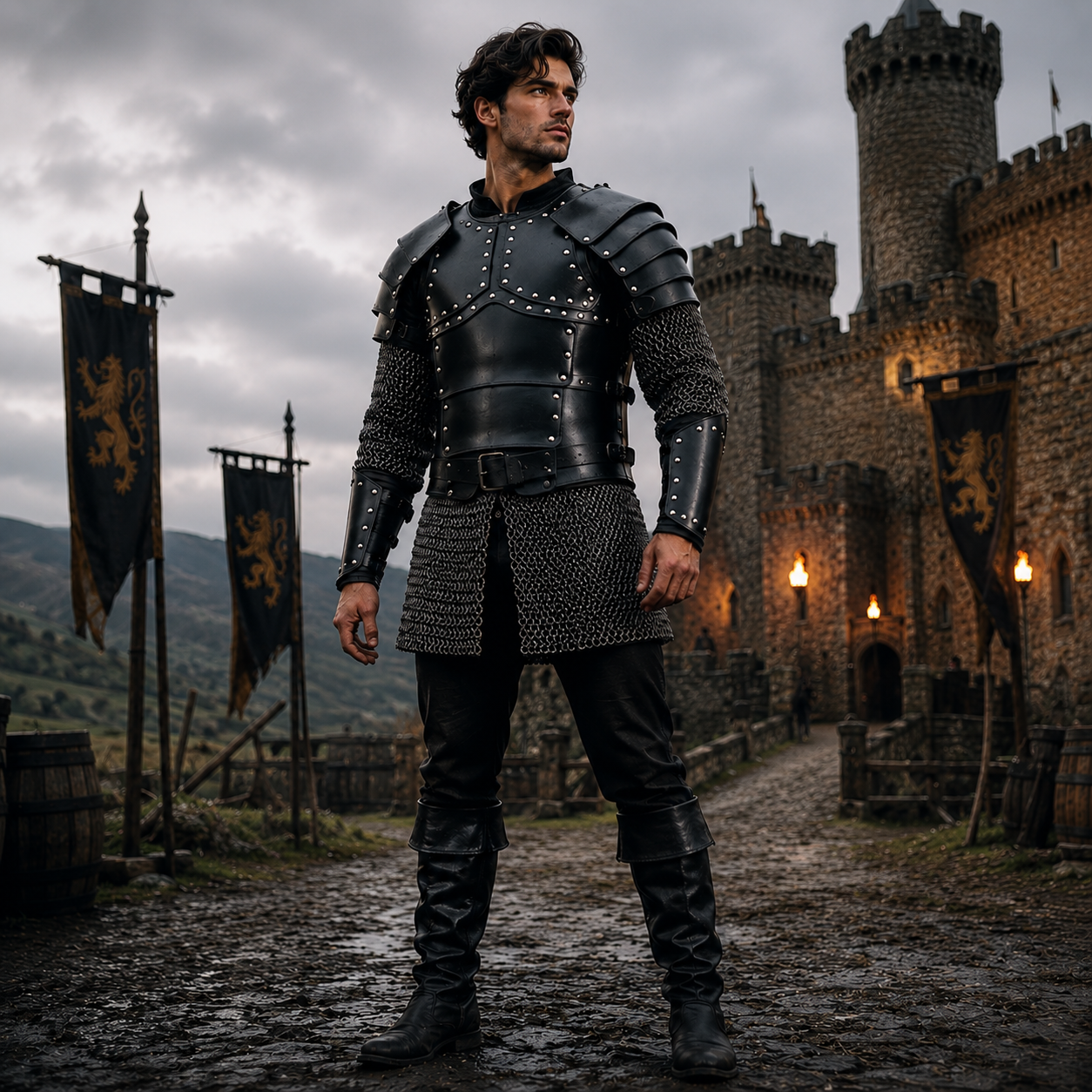 Leather Greek Breastplate Armor with Shoulder Guards | LARP & Reenactment Leather Body Set